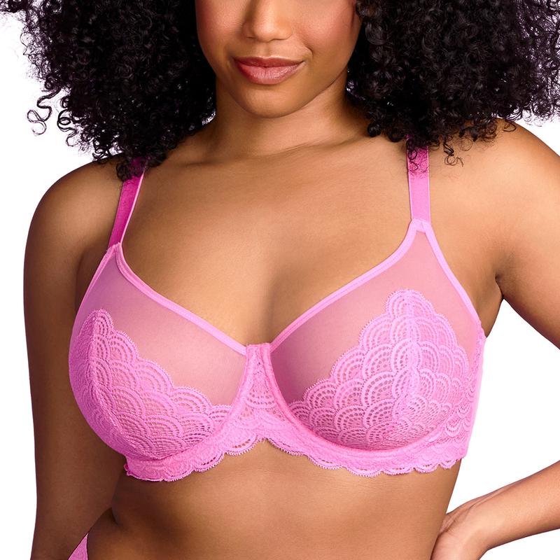 Live HSIA Mermaid Scales Plus Size Lace Mesh Unlined Full Coverage Underwire Bra